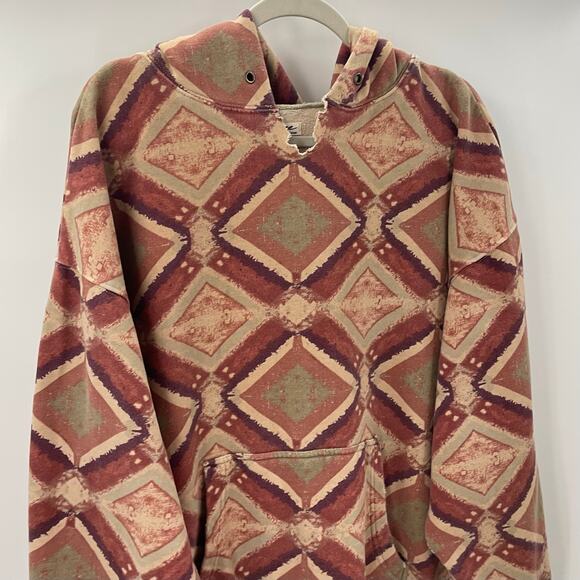 Free People Geometric Patterned Hoodie - Pink and Tan - Picture 5 of 10